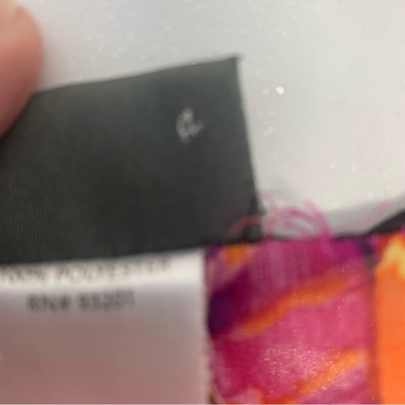 Vtg 90s Top Blouse Woman Large Colorful Empire Waist Tie Semi Sheer Boho Mod 70 - Picture 7 of 9